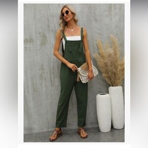 NWOT Gihou Army Green Linen Overalls